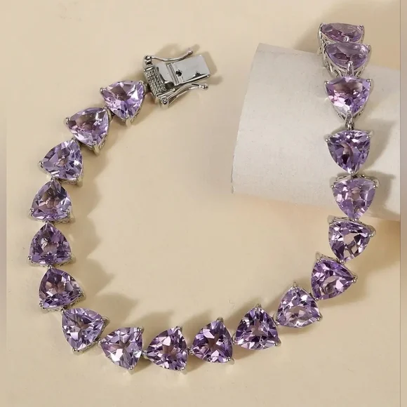 Rose de France Tennis Bracelet in Platinum Over Sterling Silver 7.25